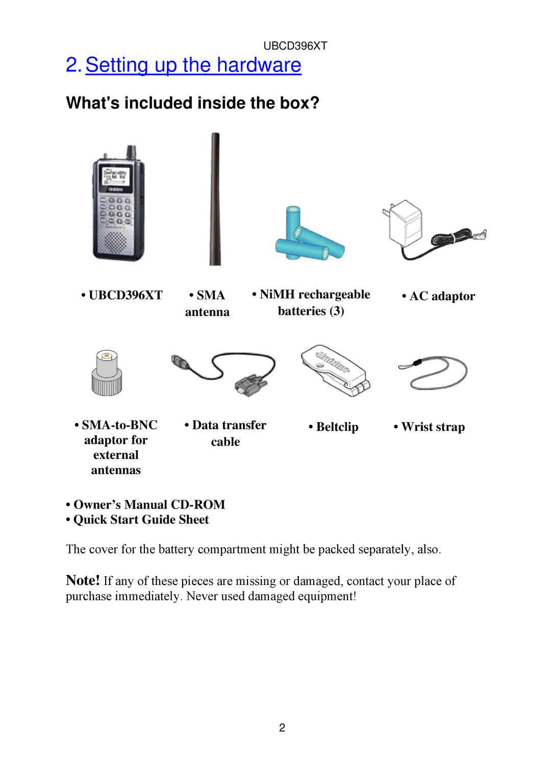 Uniden UBCD396XT owner manual Setting up the hardware, Whats included inside the box? 