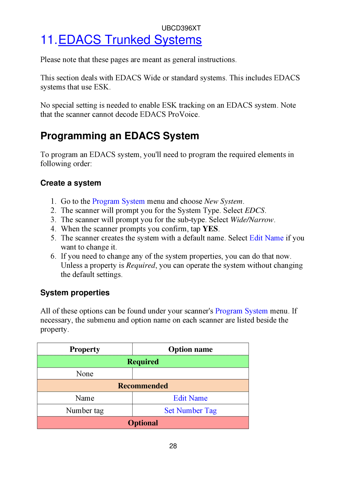 Uniden UBCD396XT owner manual Edacs Trunked Systems, Programming an Edacs System, Number tag 