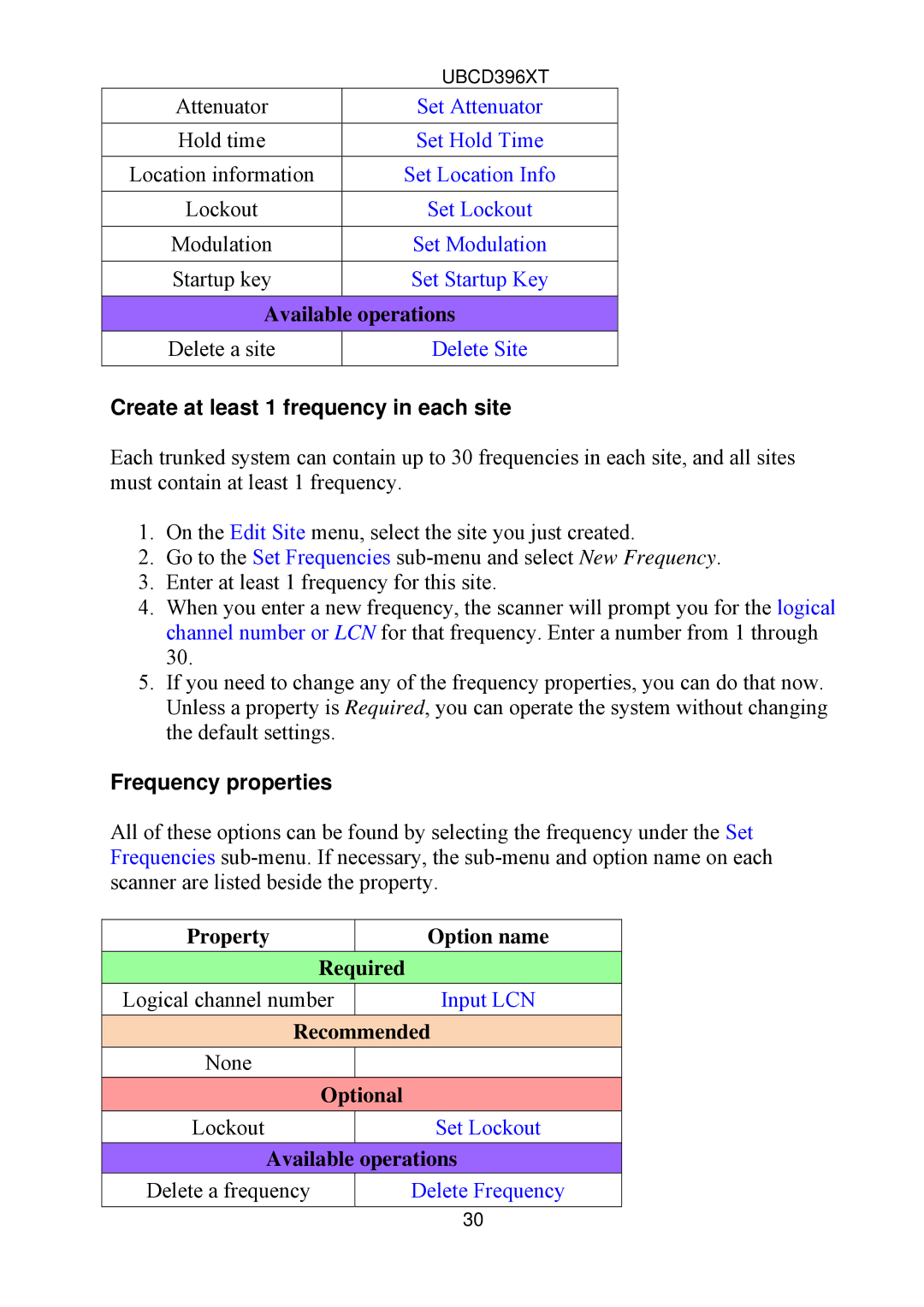 Uniden UBCD396XT owner manual Create at least 1 frequency in each site, Frequency properties 