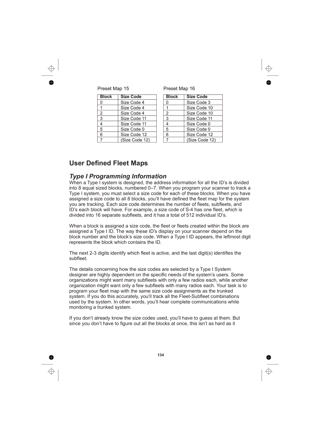 Uniden UBCD996T manual User Defined Fleet Maps, Type I Programming Information 