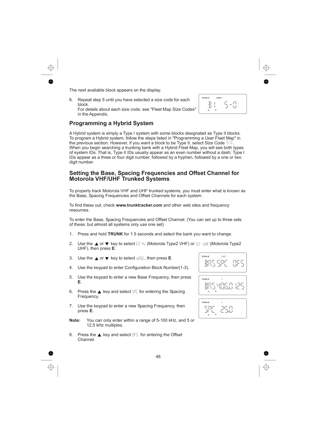 Uniden UBCT8 owner manual Programming a Hybrid System 