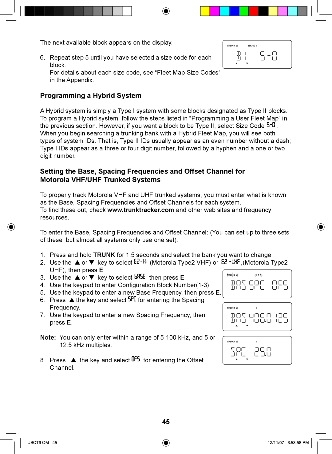 Uniden UBCT9 manual Programming a Hybrid System 