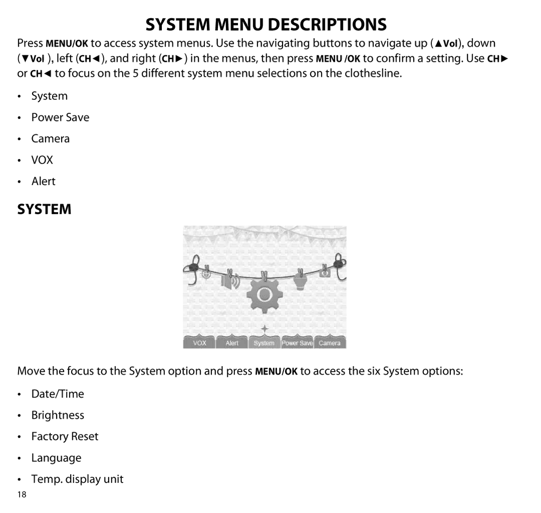 Uniden UBR223 manual System Menu Descriptions 