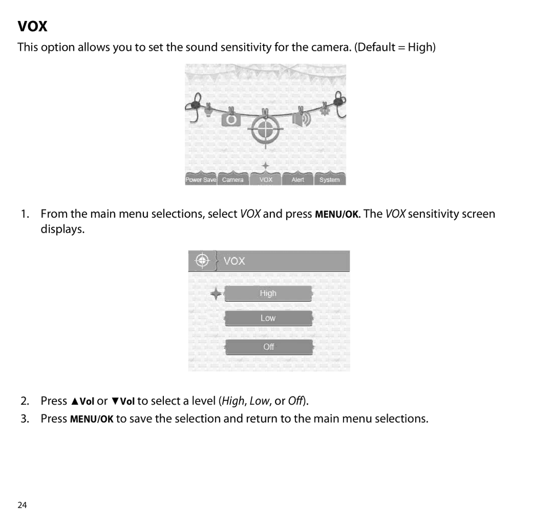 Uniden UBR223 manual Vox 