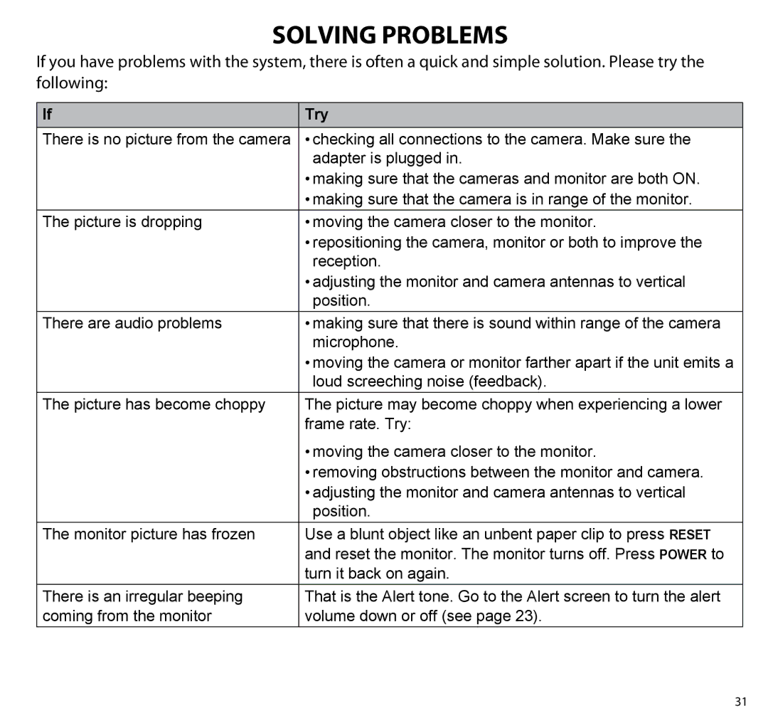 Uniden UBR223 manual Solving Problems, Try 