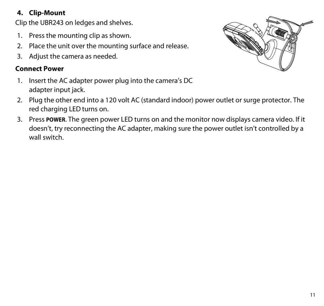 Uniden UBR243 manual Clip-Mount, Connect Power 