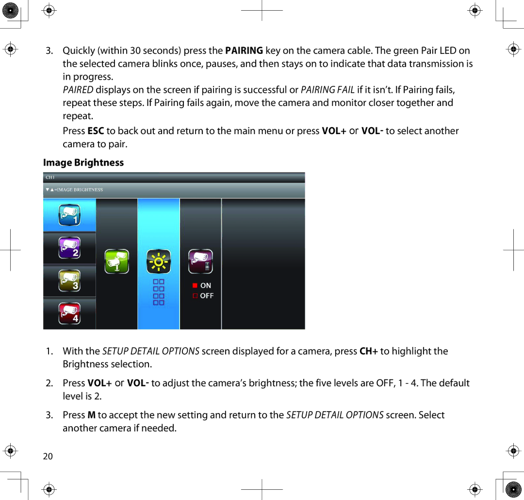 Uniden UDS655 manual Image Brightness 