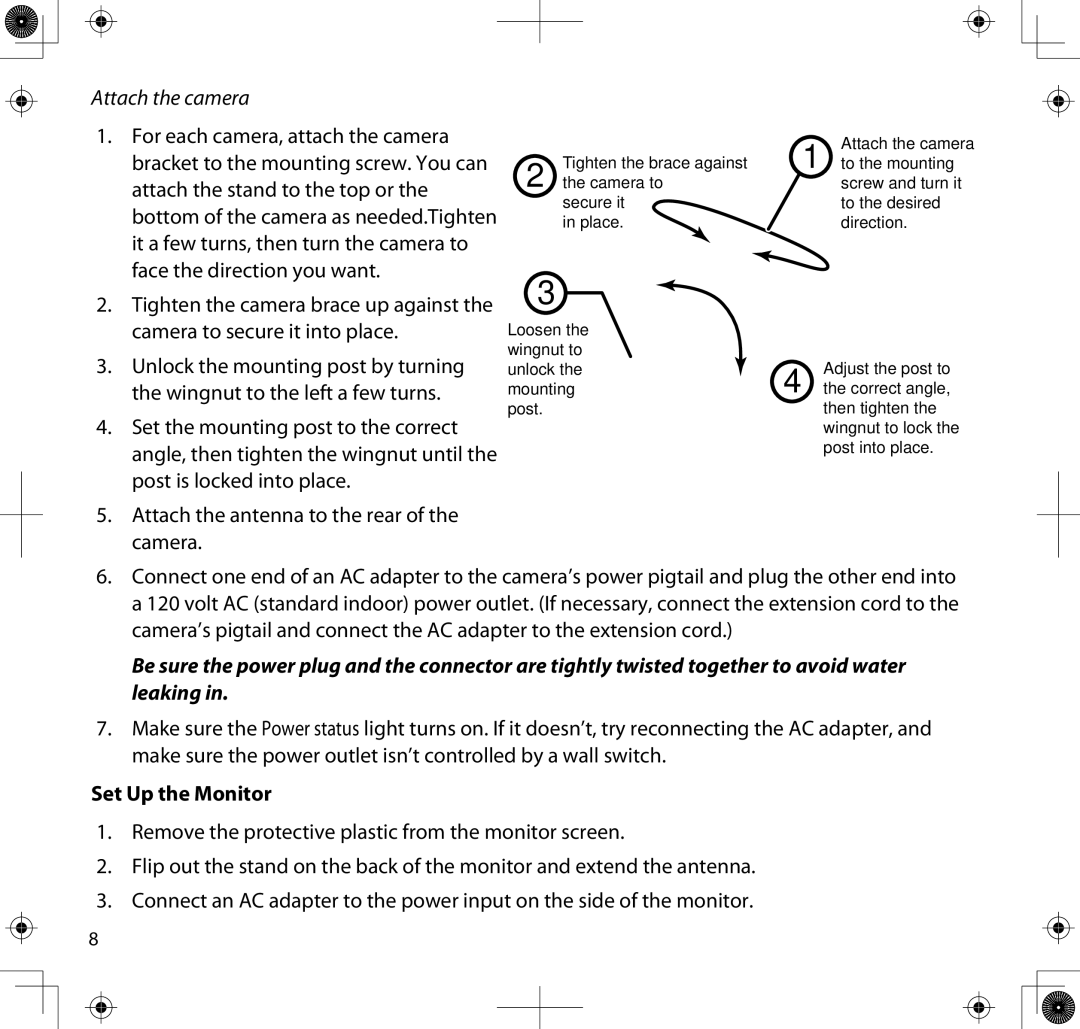 Uniden UDS655 manual Attach the camera, Set Up the Monitor 