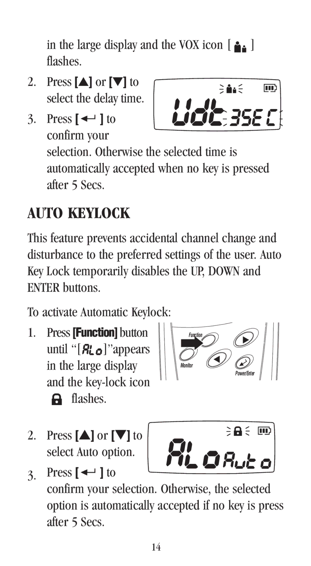 Uniden UH-048XR manual Auto Keylock 