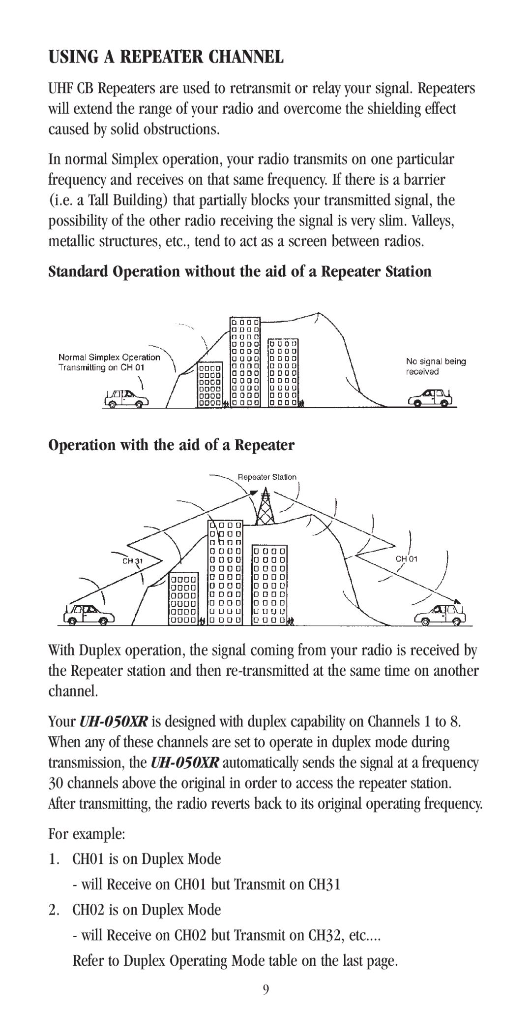 Uniden UH-050XR manual Using a Repeater Channel 