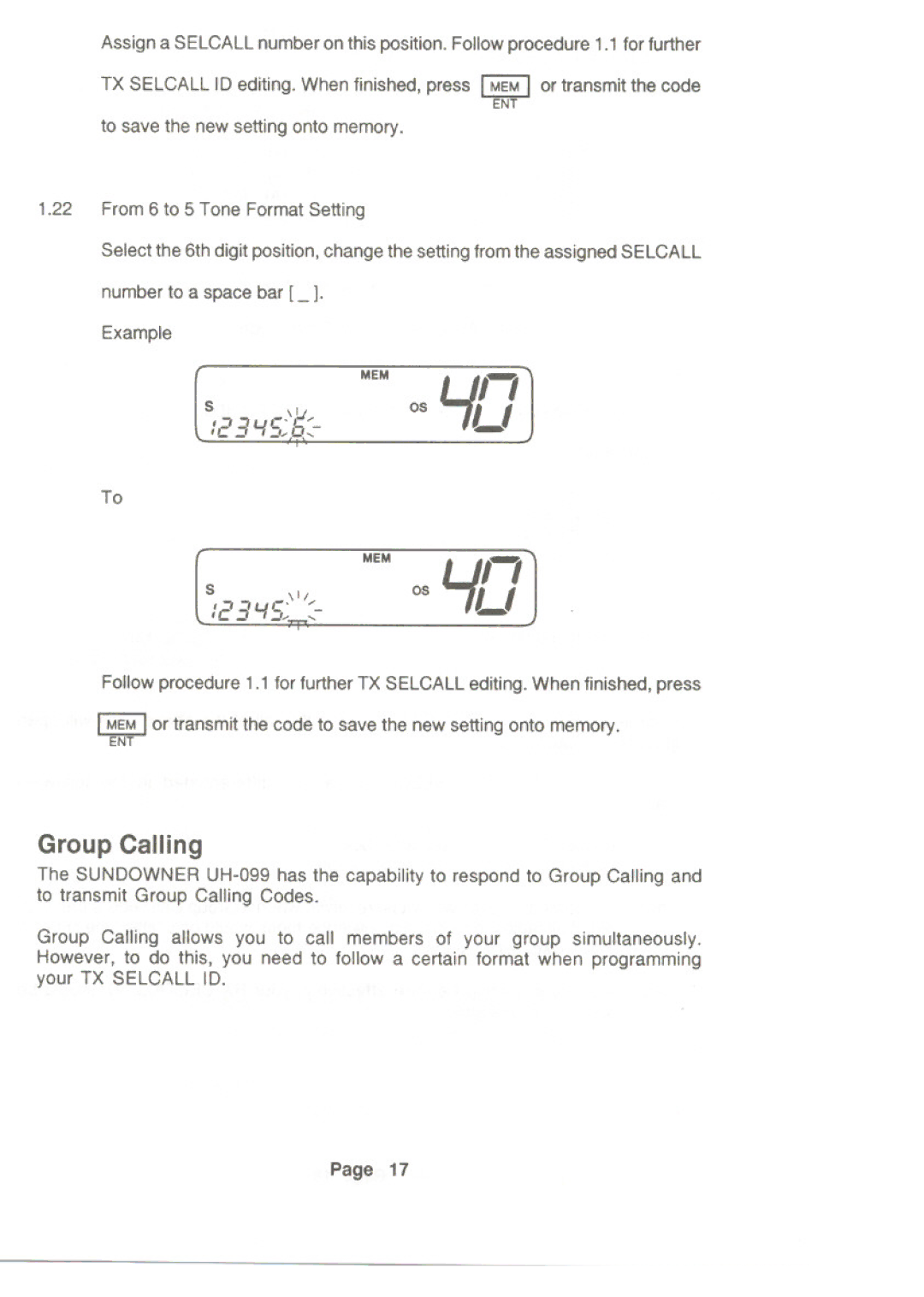 Uniden UH-099 owner manual Group Calling, Example 