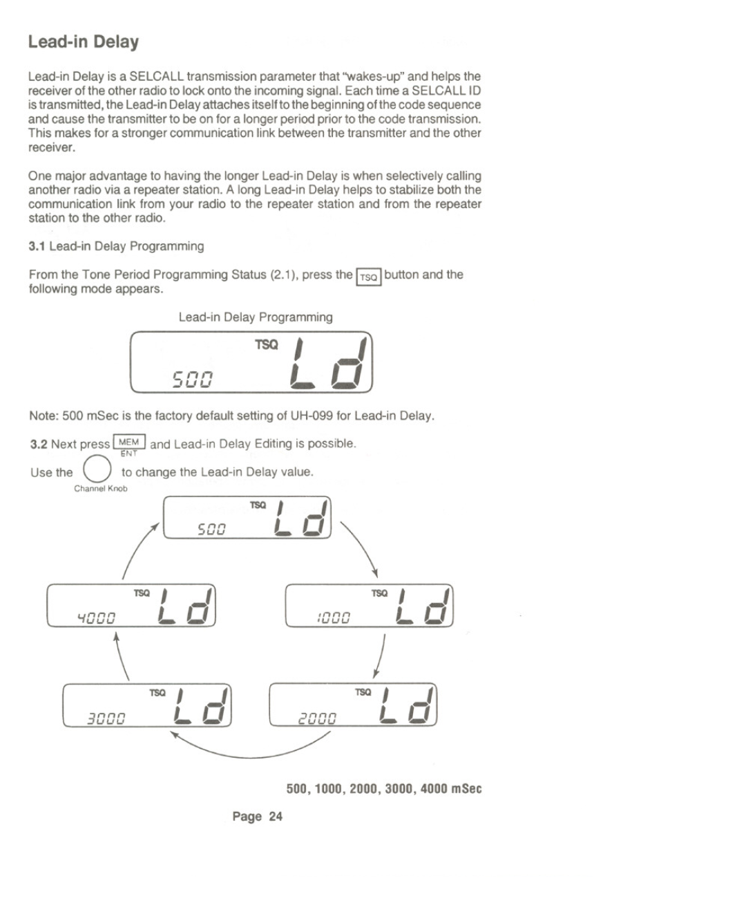Uniden UH-099 owner manual Lead-in Delay, L I--I =~I~, Iddd, nnn 1SQ, Page 
