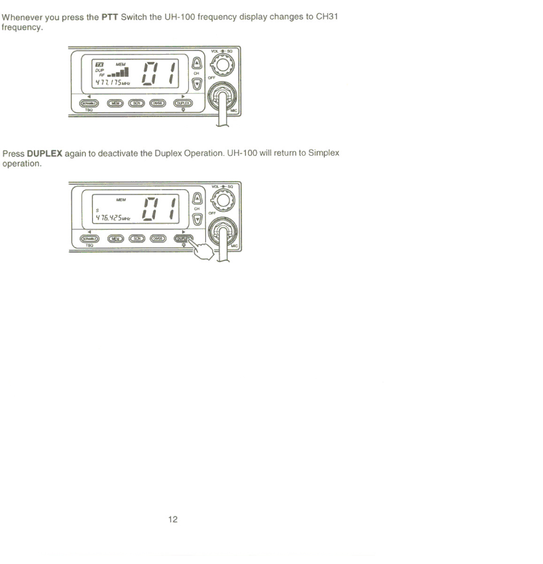 Uniden UH-100 owner manual LI @ OfF 