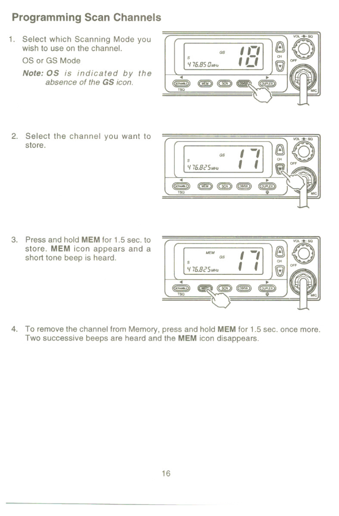 Uniden UH-100 owner manual ~ ~, Programming Scan Channels 