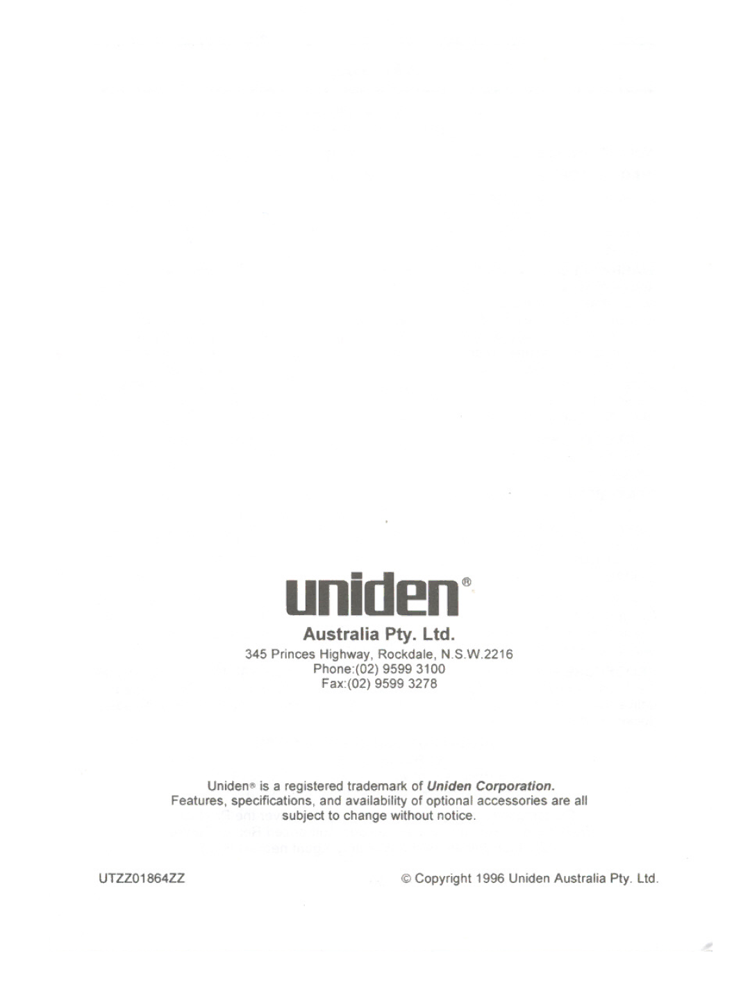 Uniden UH-100 owner manual UnidE!n@ 