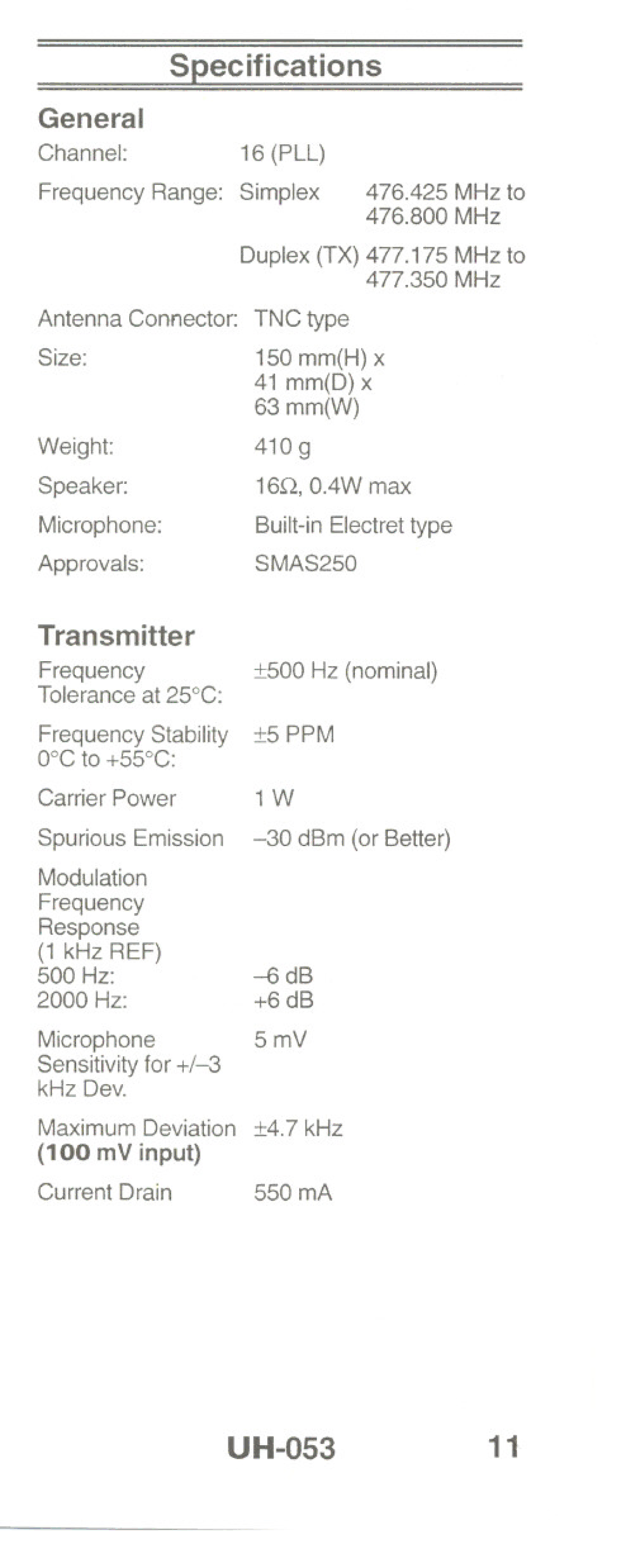 Uniden manual UH-O5311, General 