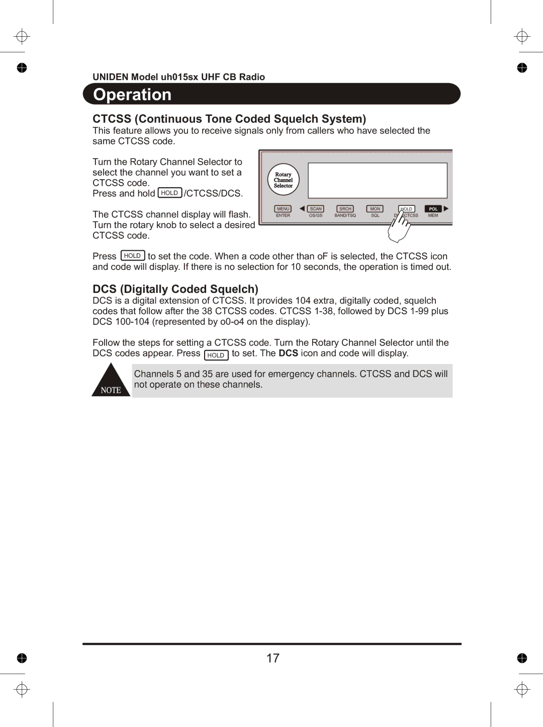 Uniden UH015sx manual Ctcss Continuous Tone Coded Squelch System, DCS Digitally Coded Squelch 