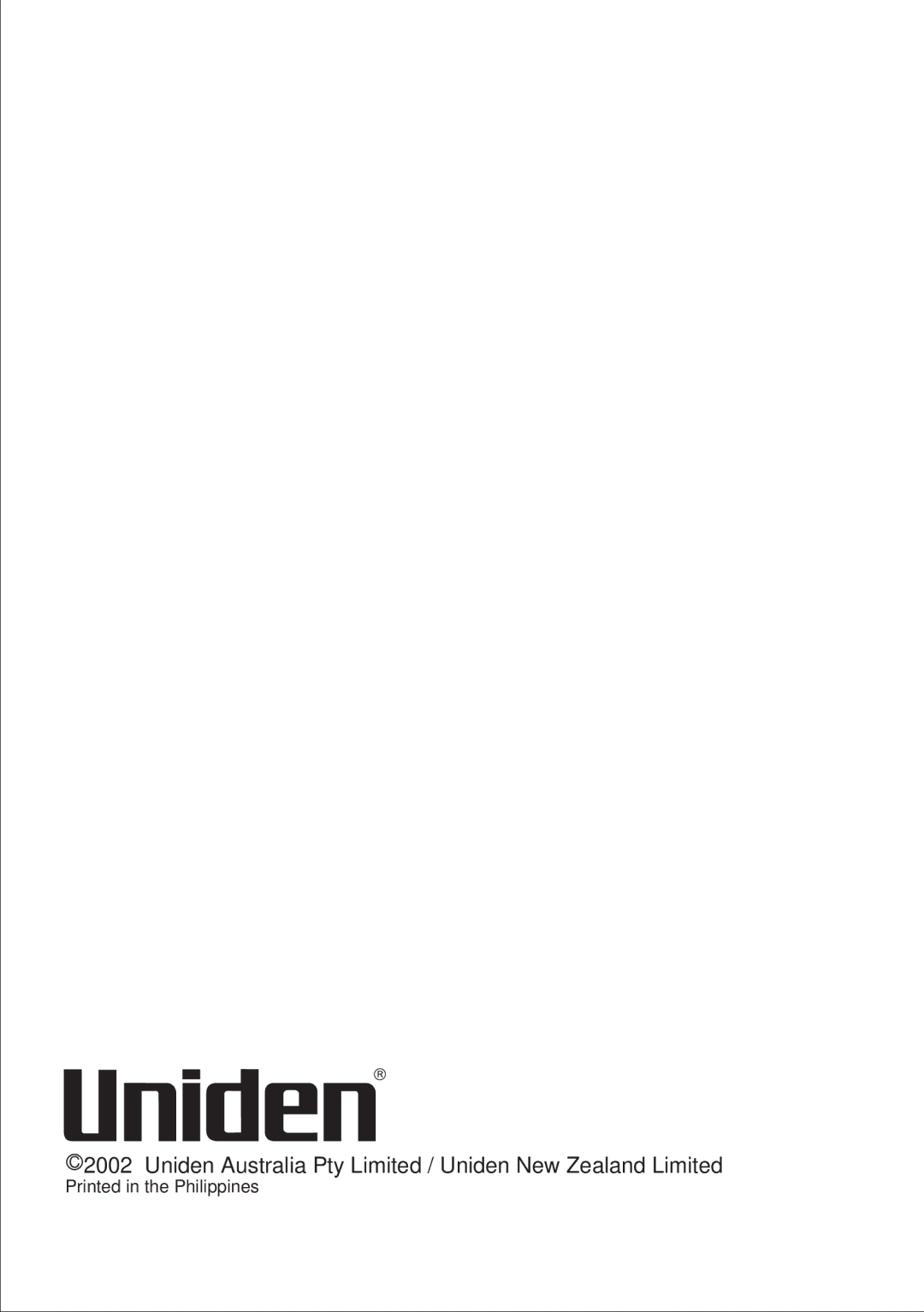 Uniden UH037 owner manual Uniden Australia Pty Limited / Uniden New Zealand Limited 