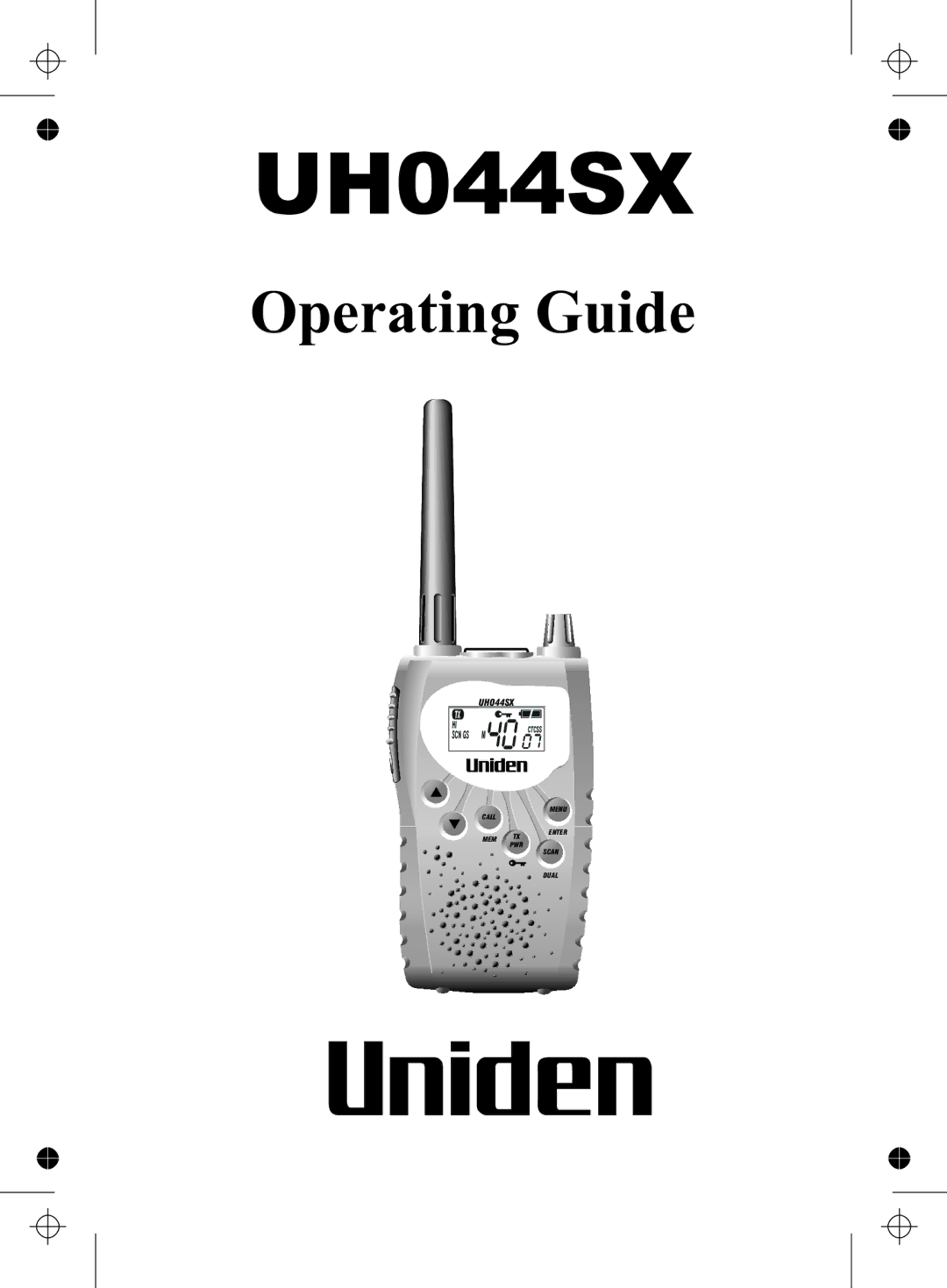 Uniden UH044SX manual 