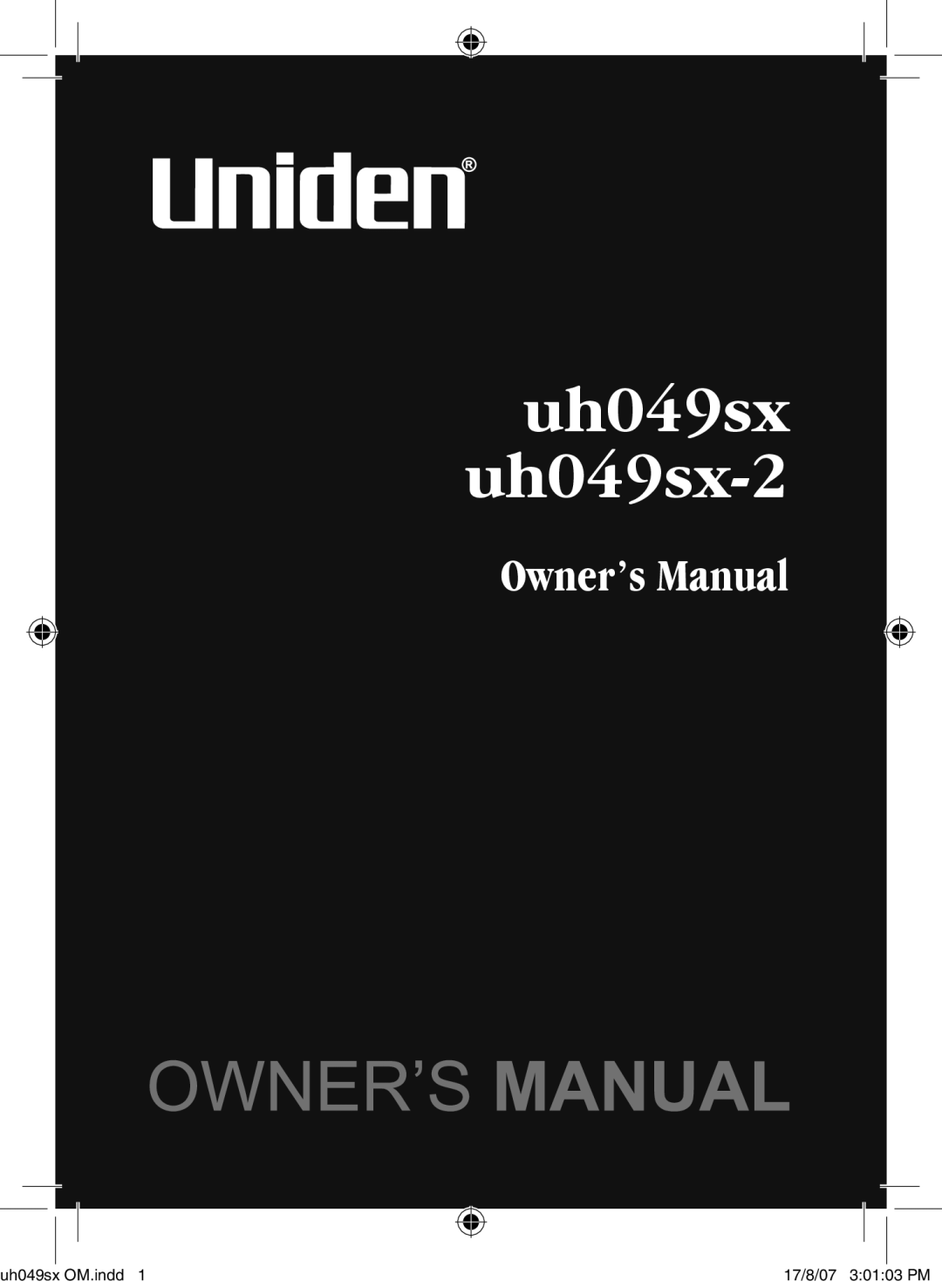 Uniden owner manual Uh049sx uh049sx-2 