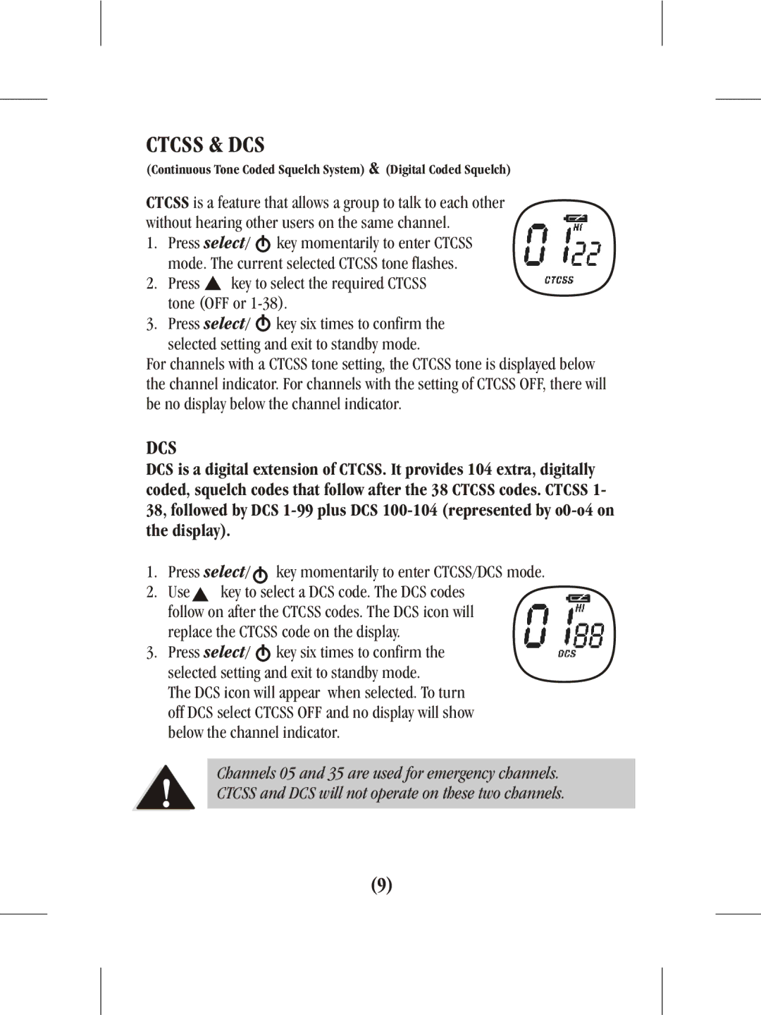 Uniden uh064sx-2 manual Ctcss & DCS, Dcs 