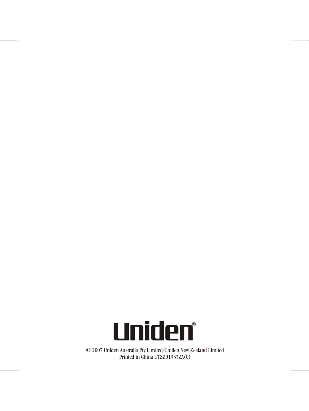 Uniden uh064sx-2 manual Uniden Australia Pty Limited/Uniden New Zealand Limited 