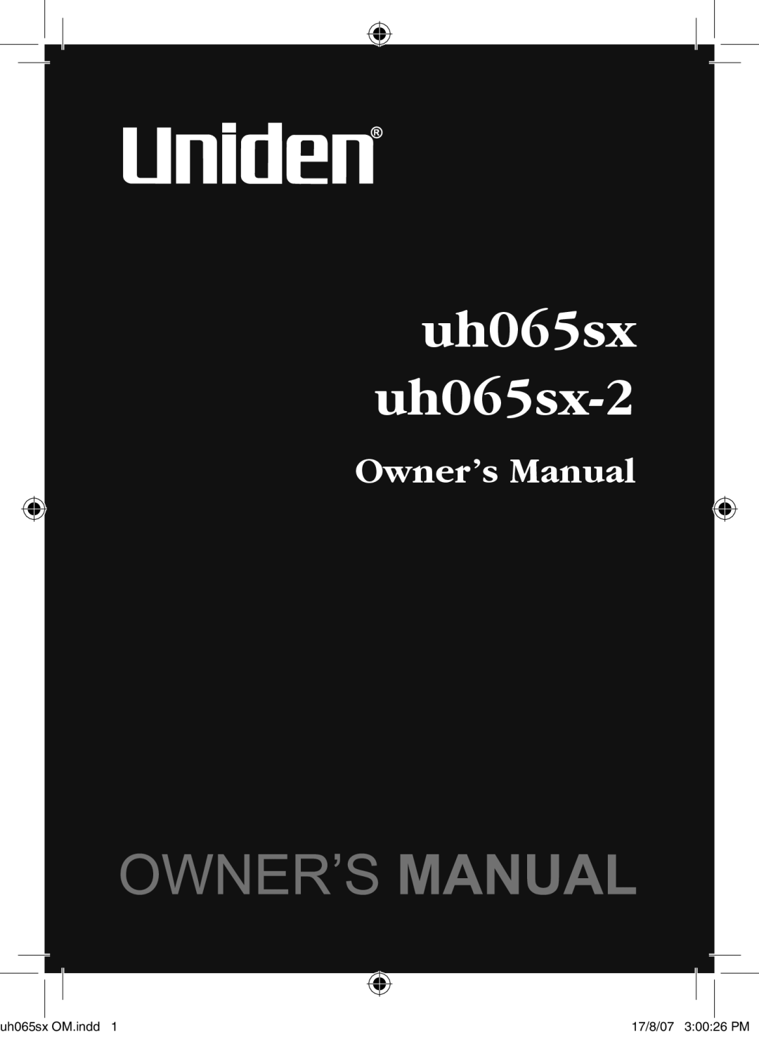 Uniden owner manual Uh065sx uh065sx-2 
