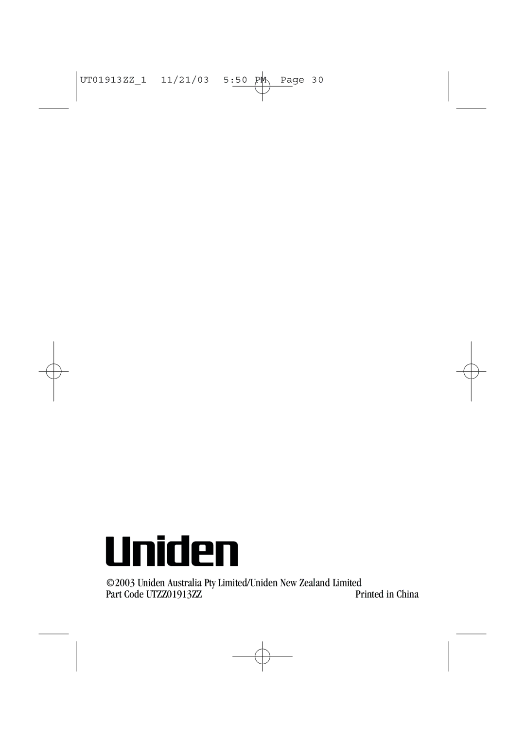 Uniden UH075 manual UT01913ZZ1 11/21/03 550 PM 