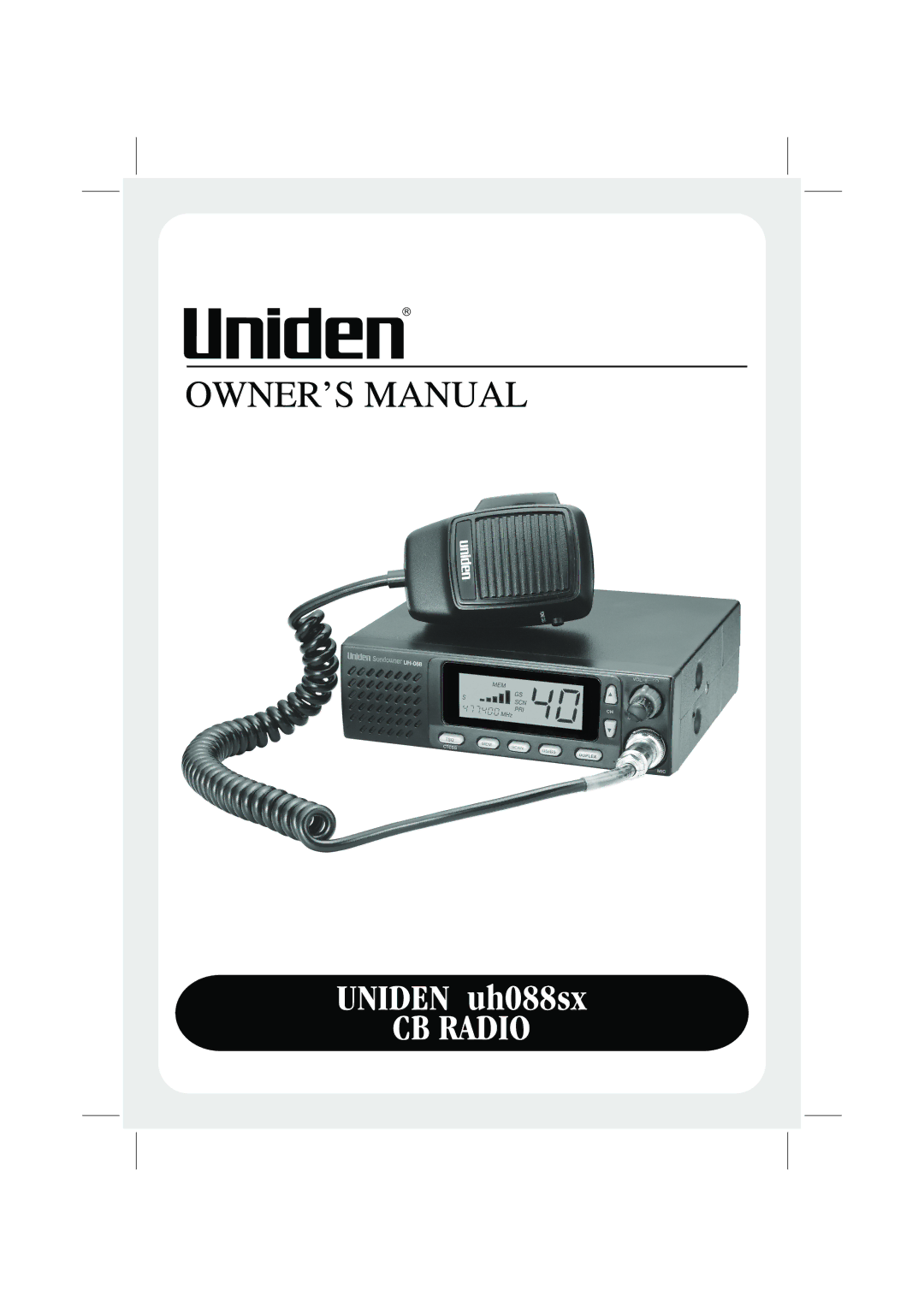 Uniden UH088sx manual CB Radio 