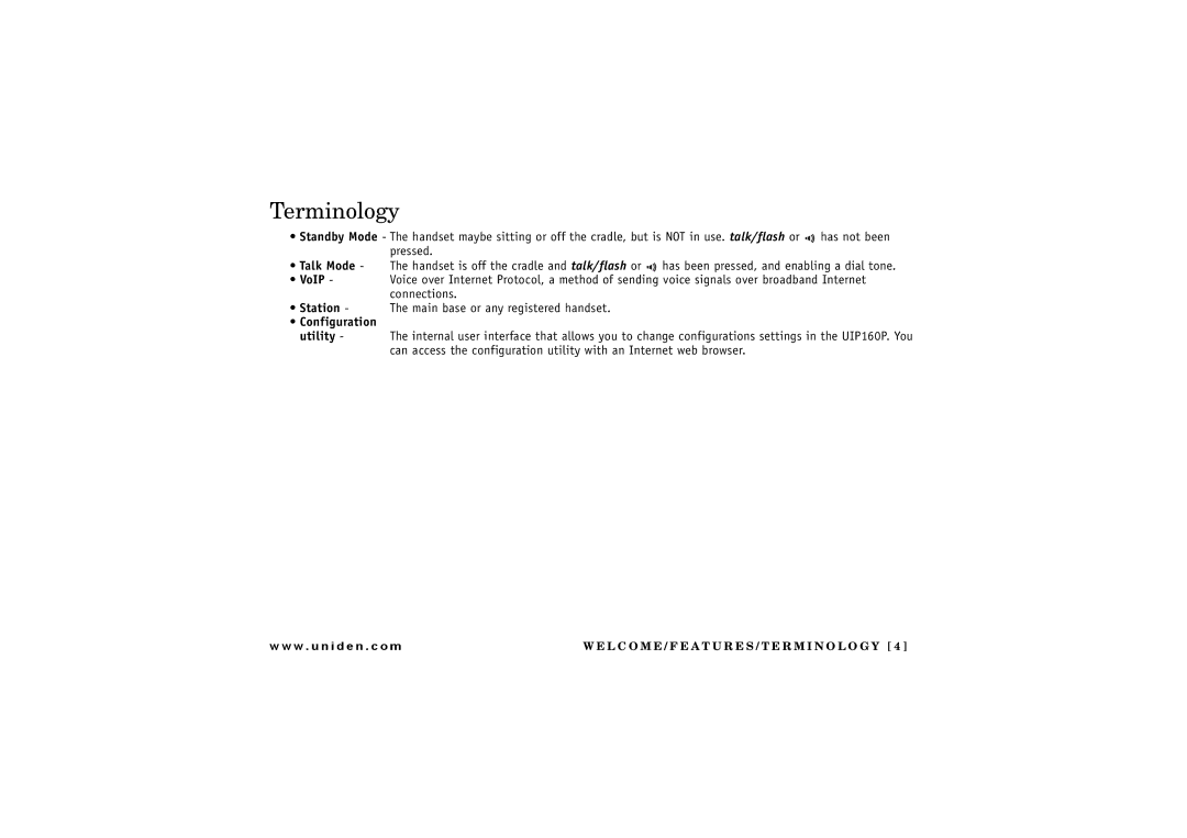 Uniden UIP 160P owner manual Terminology, VoIP 