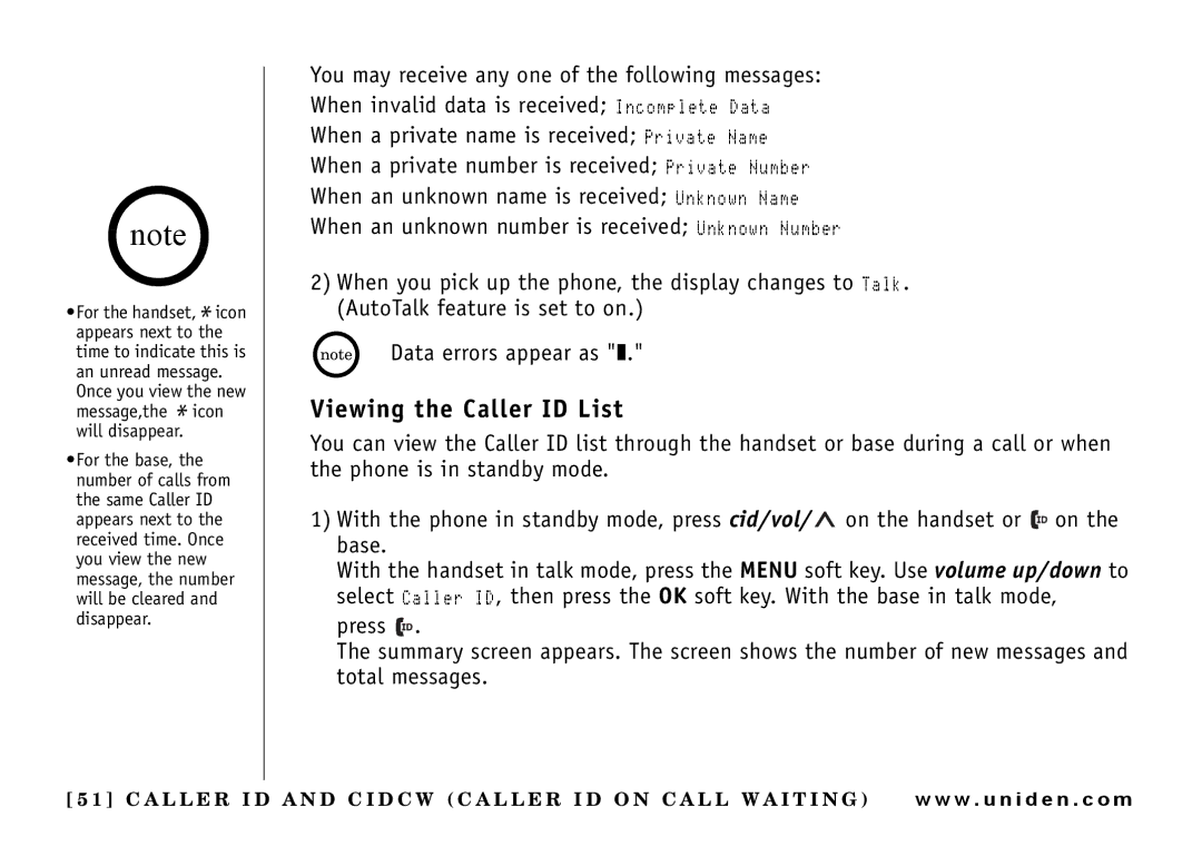 Uniden UIP165P owner manual Viewing the Caller ID List 