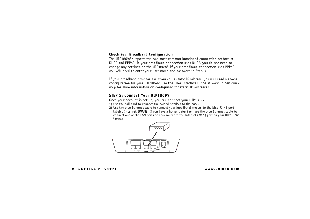 Uniden owner manual Connect Your UIP1869V, Check Your Broadband Configuration 