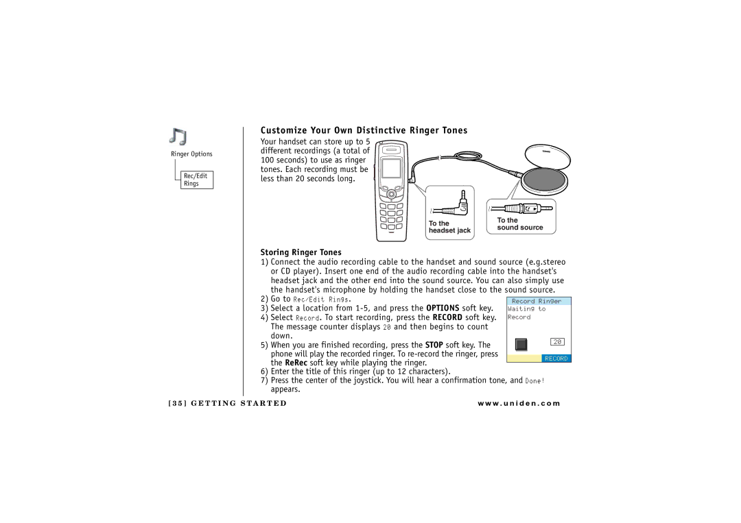 Uniden UIP1869V owner manual Customize Your Own Distinctive Ringer Tones, Storing Ringer Tones 