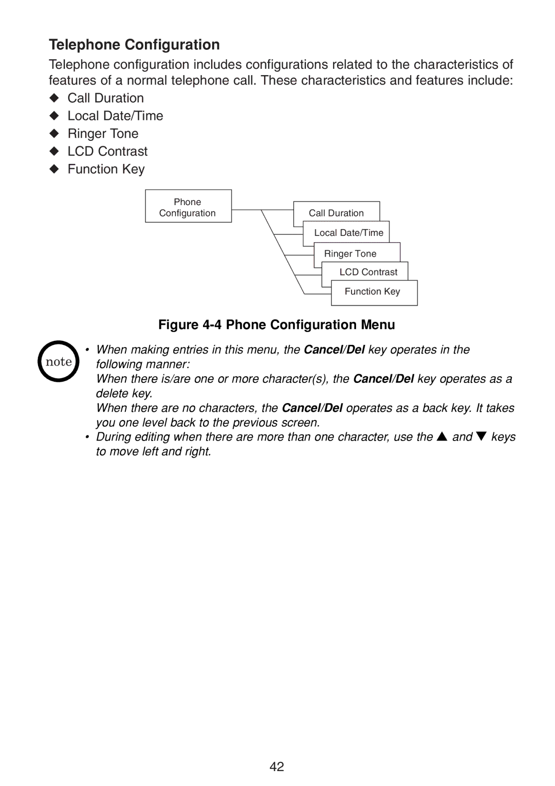 Uniden UIP300 manual Telephone Configuration, Phone Configuration Menu 