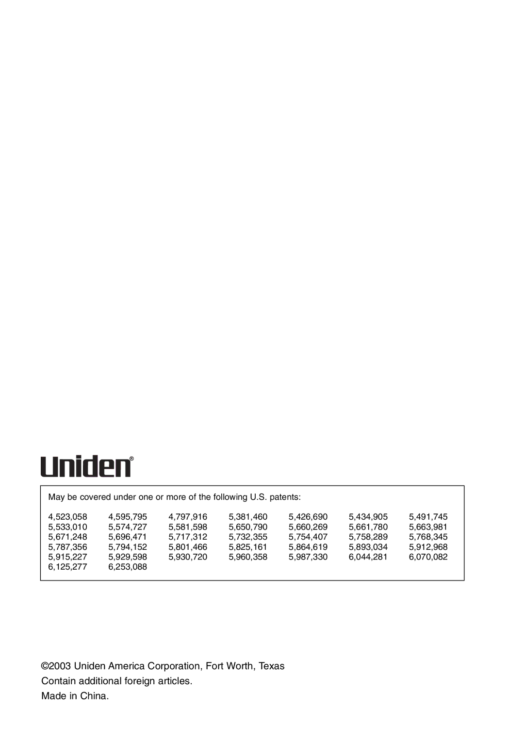 Uniden UIP300 manual 