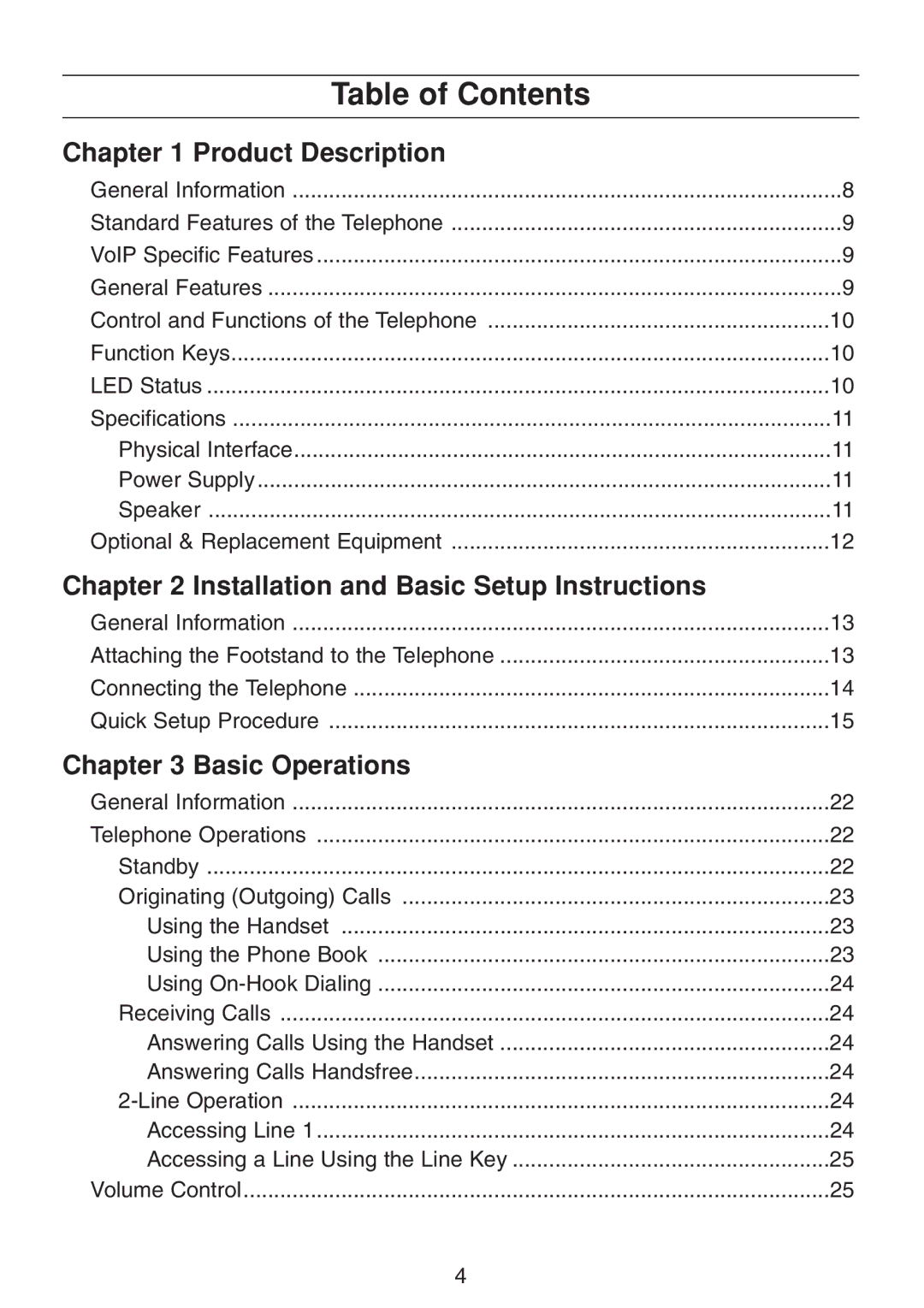 Uniden UIP300G manual Table of Contents 