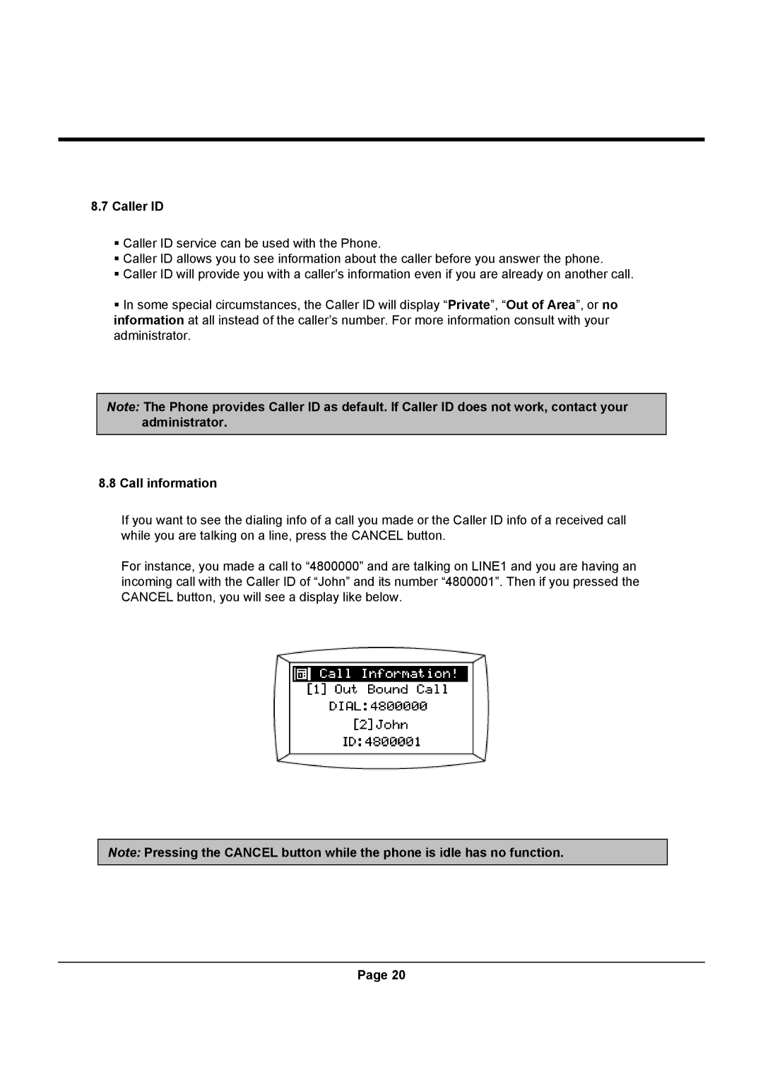 Uniden UIP312 manual Caller ID, Call information 