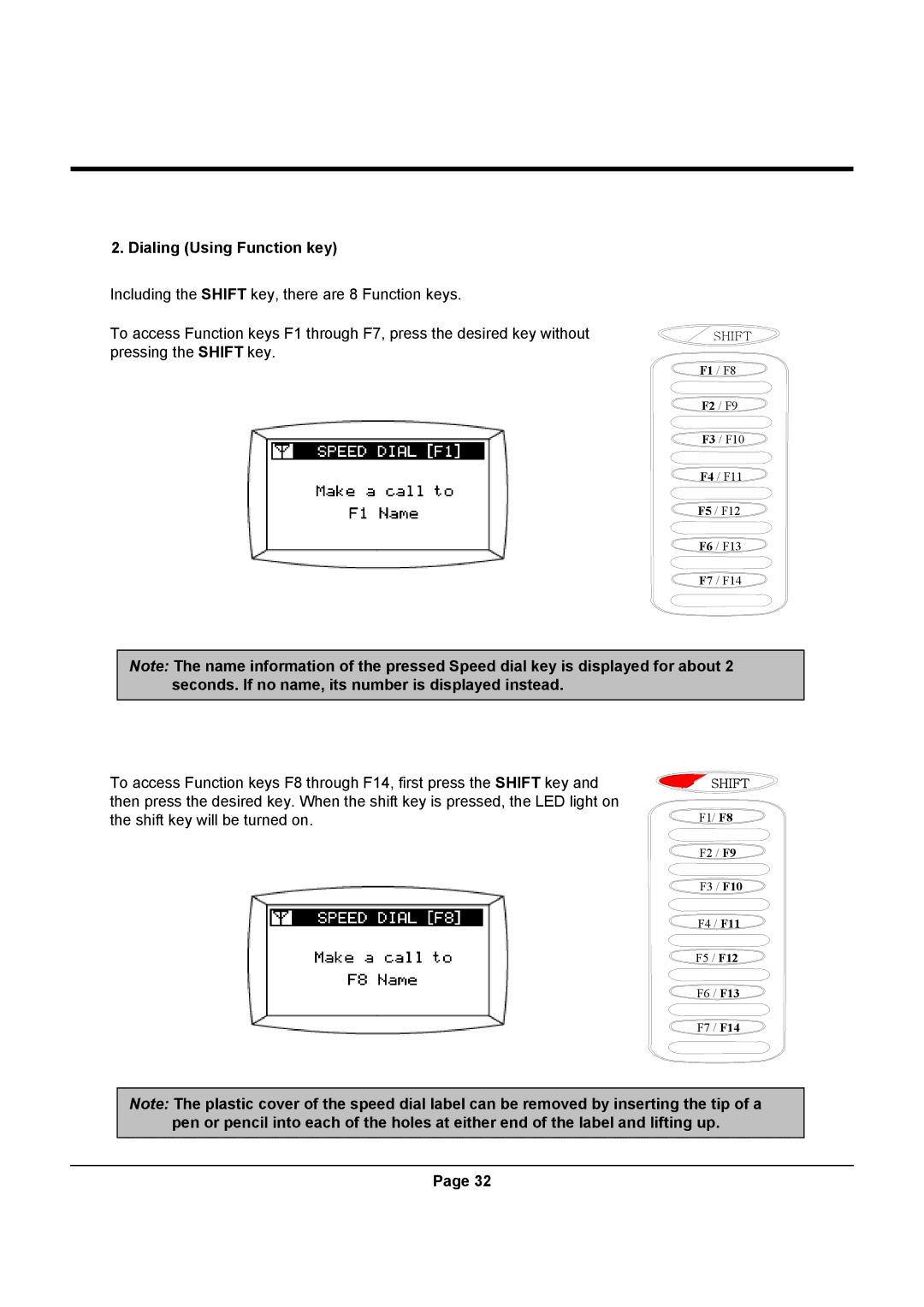 Uniden UIP312 manual Dialing Using Function key 