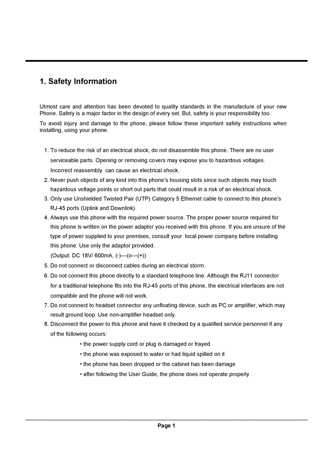 Uniden UIP312 manual Safety Information 