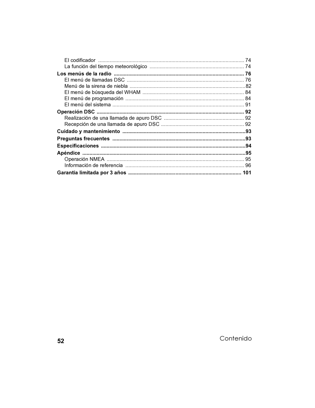 Uniden UM-525 manual Contenido 