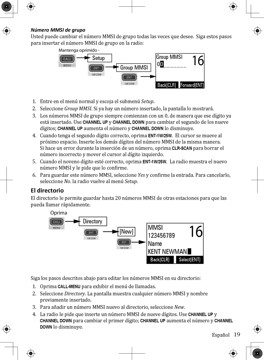 Uniden UM380 owner manual El directorio, Número Mmsi de grupo 