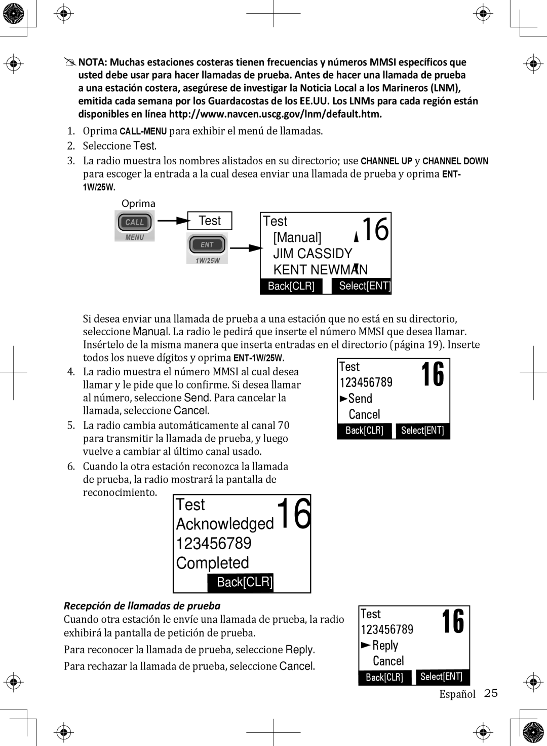 Uniden UM380 owner manual Test 