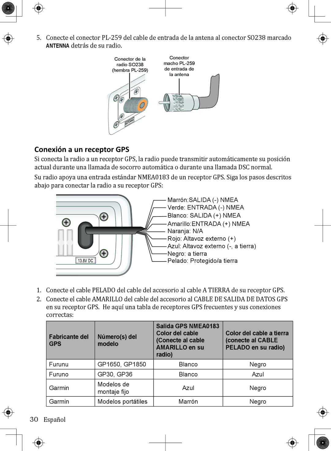 Uniden UM380 owner manual Conexión a un receptor GPS, Gps 