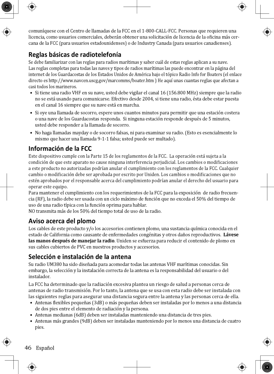 Uniden UM380 owner manual Reglas básicas de radiotelefonía 