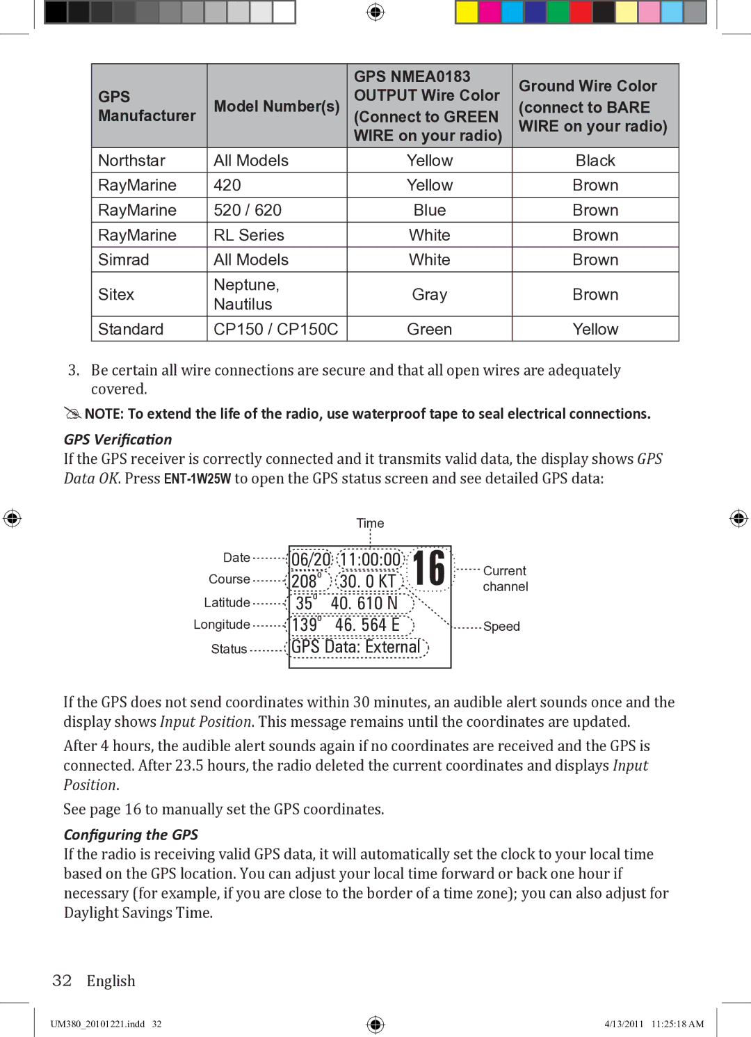 Uniden UM380 owner manual GPS Verification, Configuring the GPS 