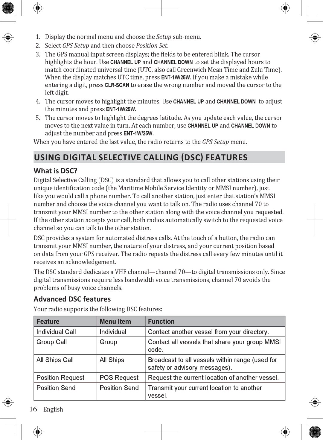 Uniden UM380BK owner manual Using Digital Selective Calling DSC Features, What is DSC?, Advanced DSC features 