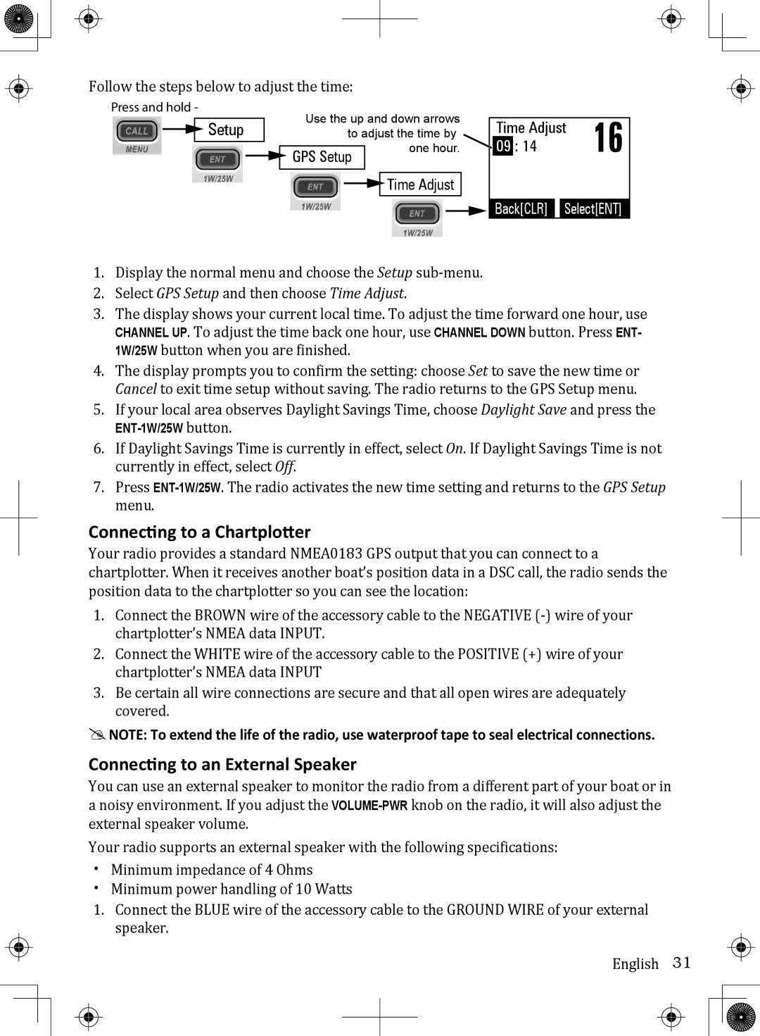 Uniden UM380BK owner manual Connecting to a Chartplotter, Connecting to an External Speaker 