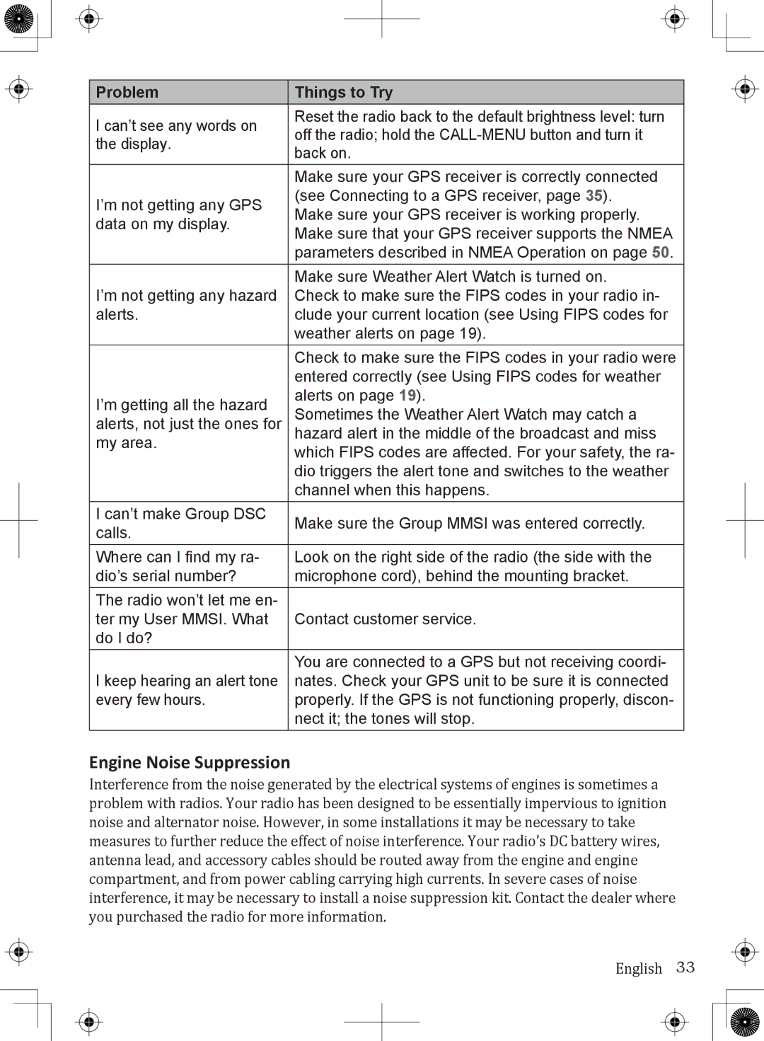 Uniden UM380BK owner manual Engine Noise Suppression 