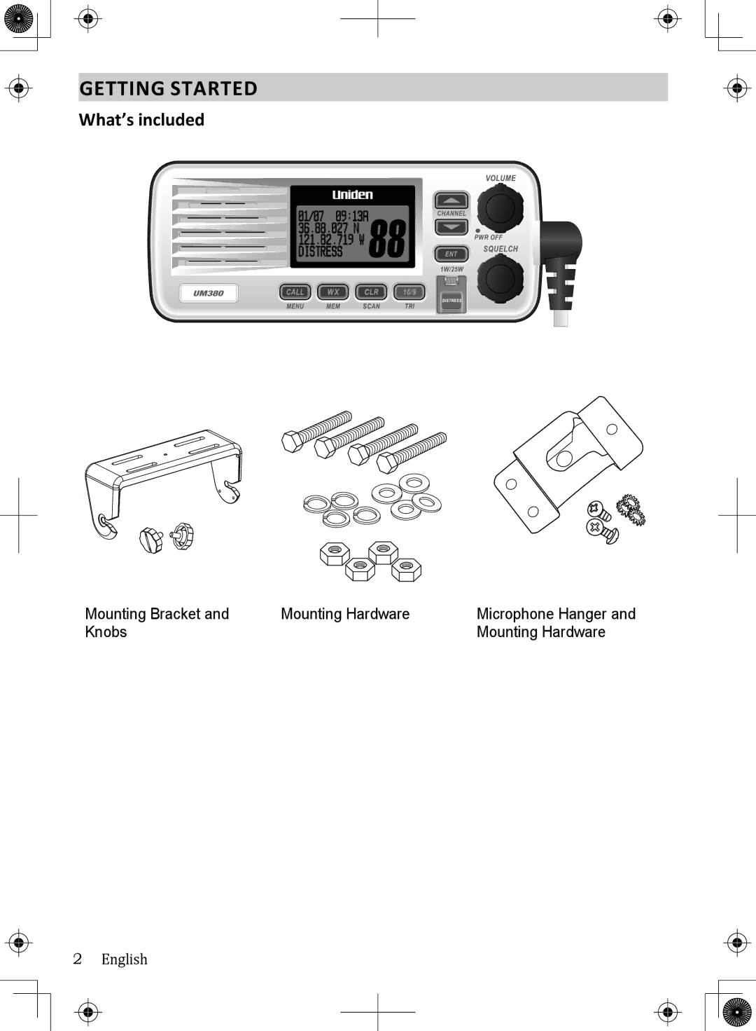 Uniden UM380BK owner manual Getting Started, What’s included 