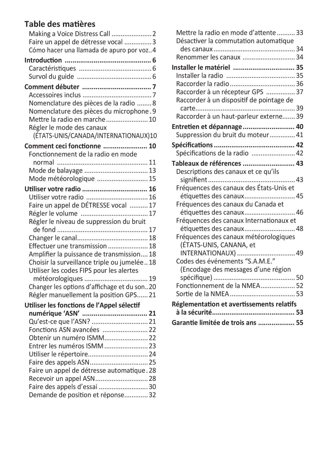 Uniden UM415 owner manual Table des matières, Comment débuter 